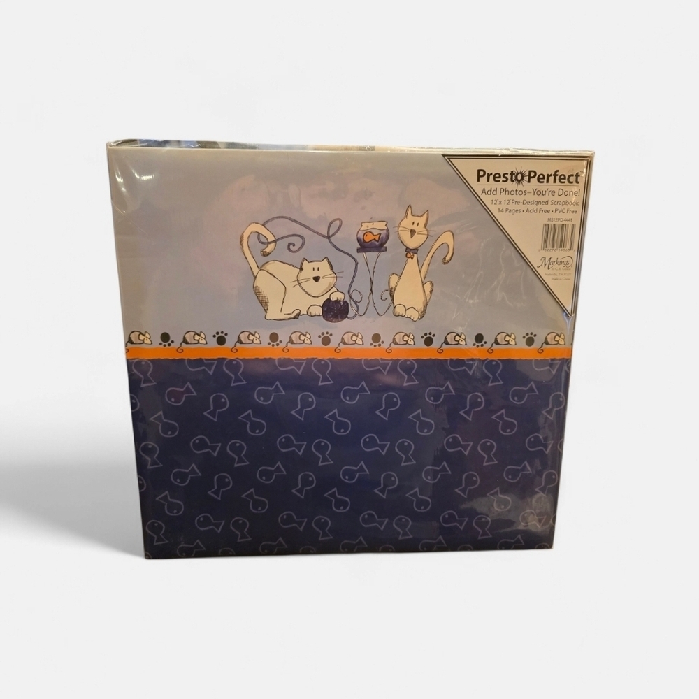 Presto Perfect 12"x12" Cat-Themed Pre-Designed Scrapbook Album~JUST ADD PHOTOS!